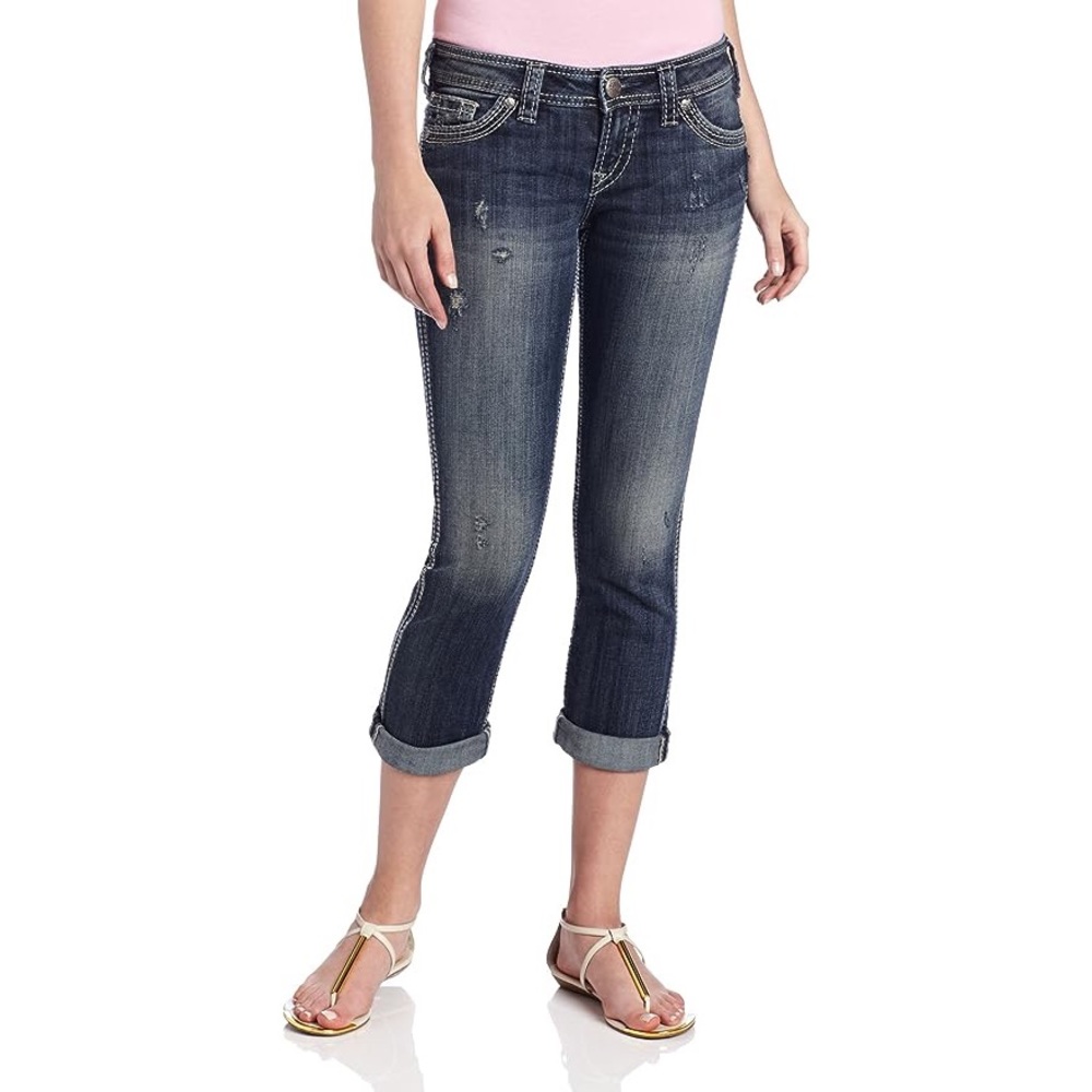 Silver Jeans Co. Twisted Capri Distressed Jeans